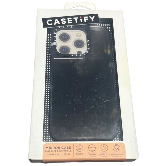 CASETiFY iPhone 15 Pro MagSafe Mirror Case Silver Black Bumper NEW Fast Ship - Picture 3 of 6